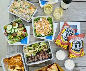 Delicious food packed in a box for concerts, parks or the beach 